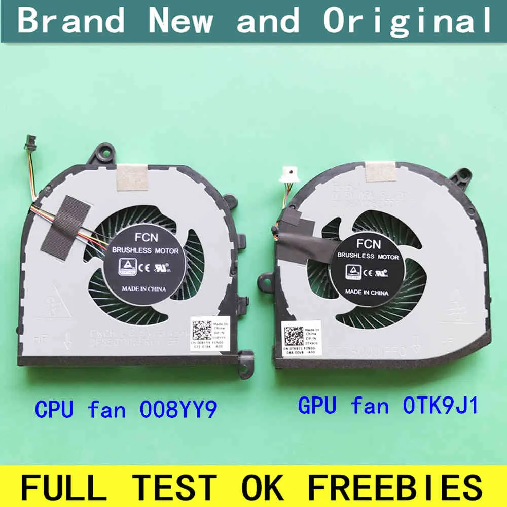 Ny CPU GPU Cooler Fan Dell Precision 5530 M5530 XPS 15 9570 0MV340 XPS15 7590 008YY9 0TK9J1 FJ6J FKCH FCN Laptop Kylning