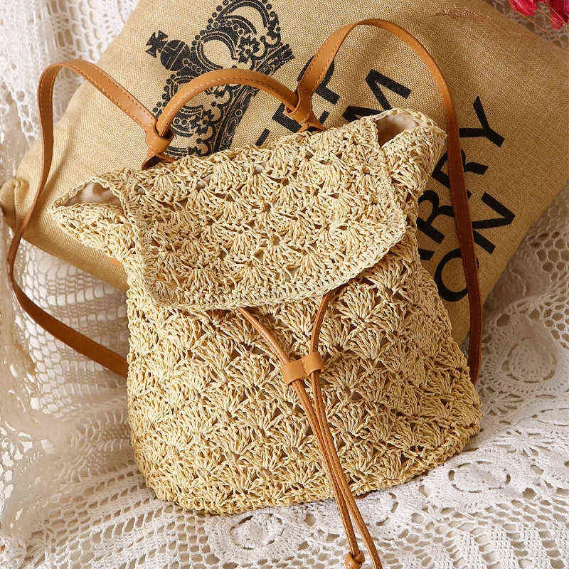Bolso De Paja Para Mujer Mochila De Paja Hecha A Mano De Ratan Para Mujer Mochilas De Verano Para Mujer Bolsa De Mimbre Para Mujer Y1105 De 15 75 DHgate