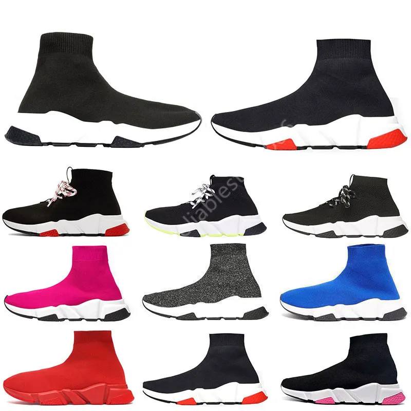 أعلى جودة جورب الاحذية أحذية رياضية للرجال النساء الثلاثي الثلاثي أسود أحمر أبيض بيج الوردي كريستال clearsole رجل الأزياء الرياضية في الرياضة المدربين يورو 36-45
