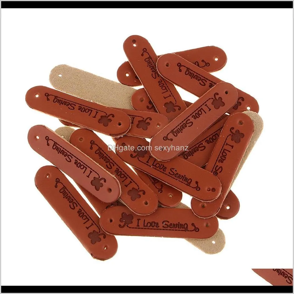 pack of 20 pu leather label embossed tag with holes for sewing & craft diy handmade clothing sewing supplies 45*11mm