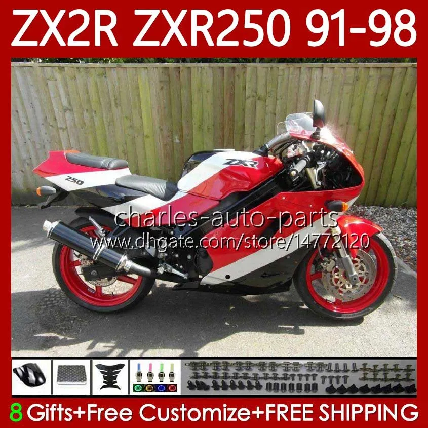 طقم الجسم Kawasaki Ninja ZXR-250 ZX 2R 2 R R250 ZXR 250 ZXR250 1991 1992 1993 1993 1995 1996 1997 1998 85NO.90 Stock Red ZX-R250 ZX-2R ZX2R 91 92 93 94 95 96 97 98 Fairing