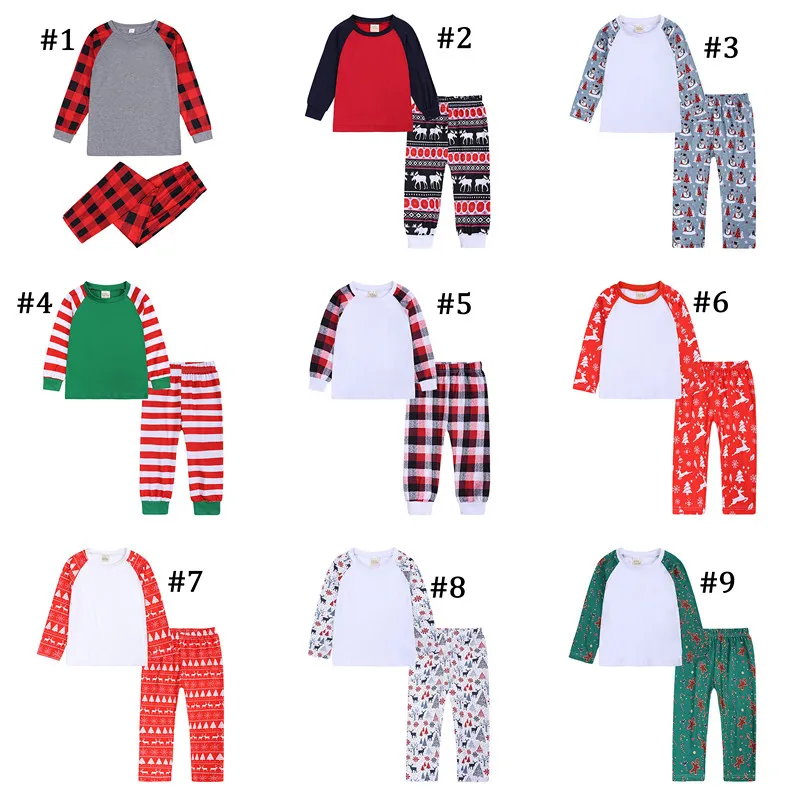 Famiglia Kid Pigiama natalizio Set per ragazza Ragazzo Bambini Homewear Plaid Pigiama Home Fai da te Elk Stripe Print Xmas Sleepwear Abiti Manica lunga