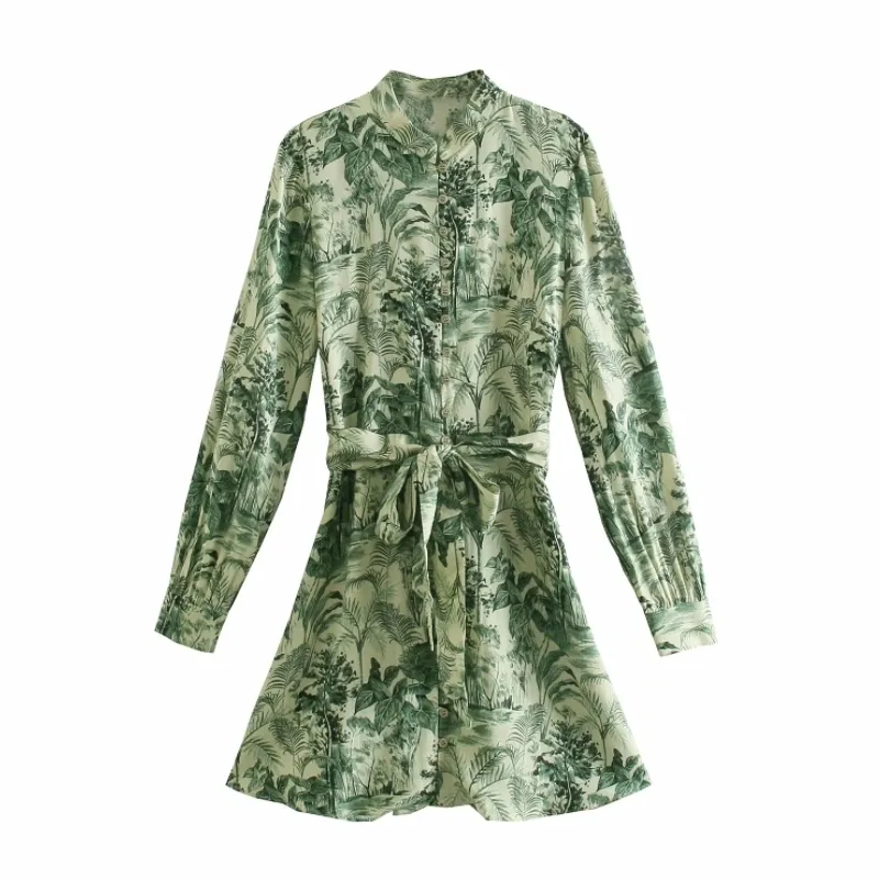 Sage Green Dresses Women: Landscape Print Mini Shirt Dress With Long Sleeves  Casual Loose Fit For Ladies From Mu01, $17.17 In Bulk | DHgate.Com