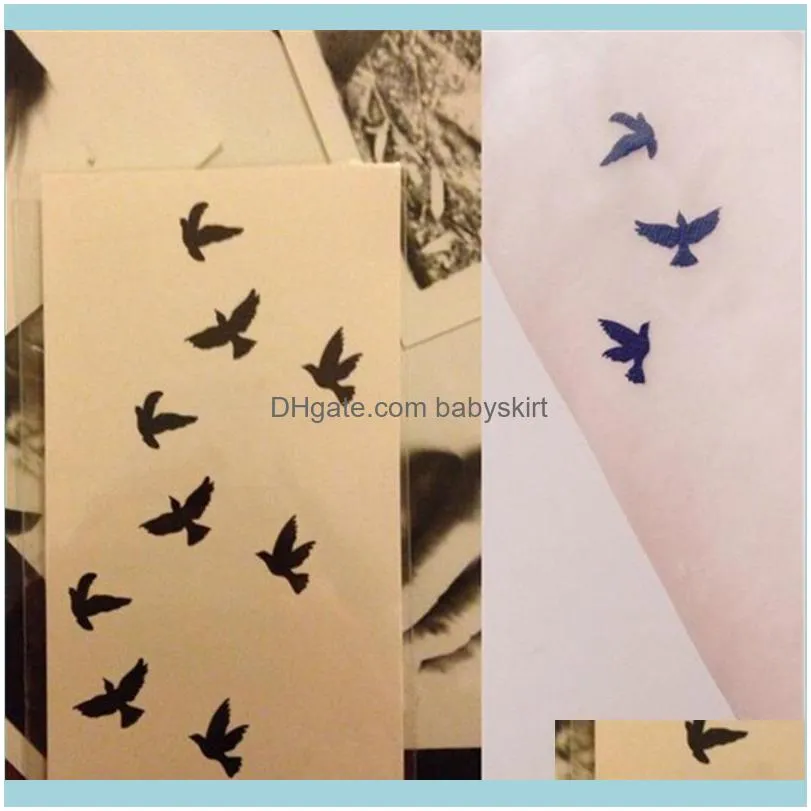 10cm Wrist Tattoo Disposable Design Black Birds Women Beauty Cool Girl Body Sticker For Art1