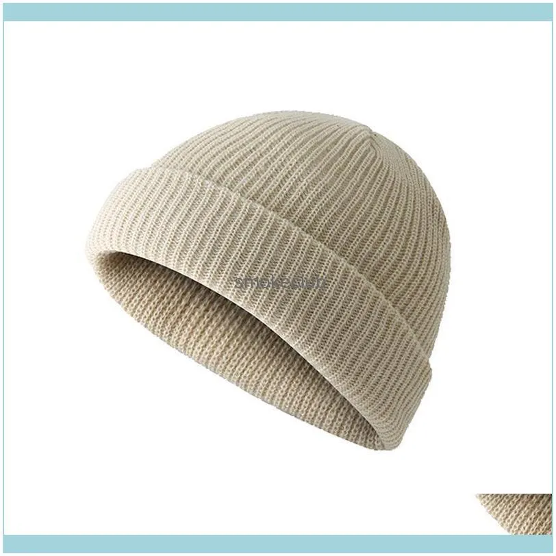 Beanie Hat Cap Roll Up Warm Fisherman Knitting Solid Color For Men Women Winter TOO789 Cycling Caps & Masks