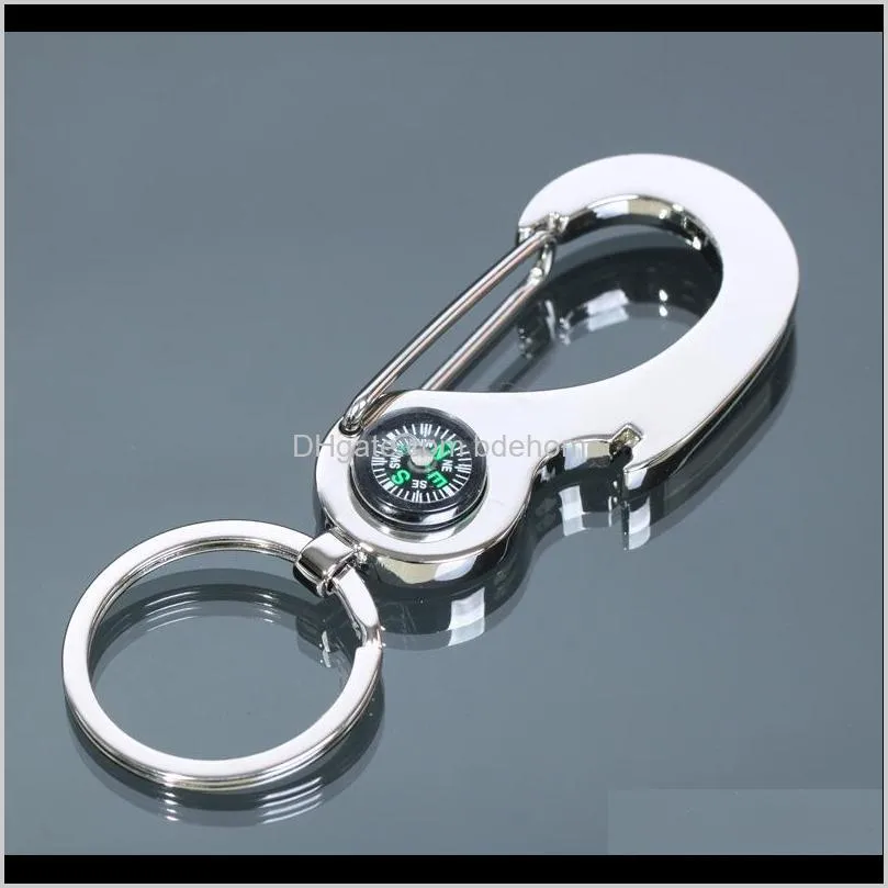 usage compass bottle opener men`s fashion 3d cute metal clasp pendant ring key keychain keyfob 211 q2