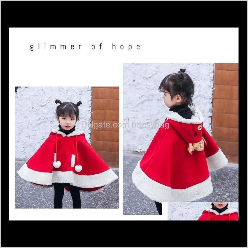 fashion girl children autumn winter plush coat new girls shawl cute cartoon elk decorative cape christmas