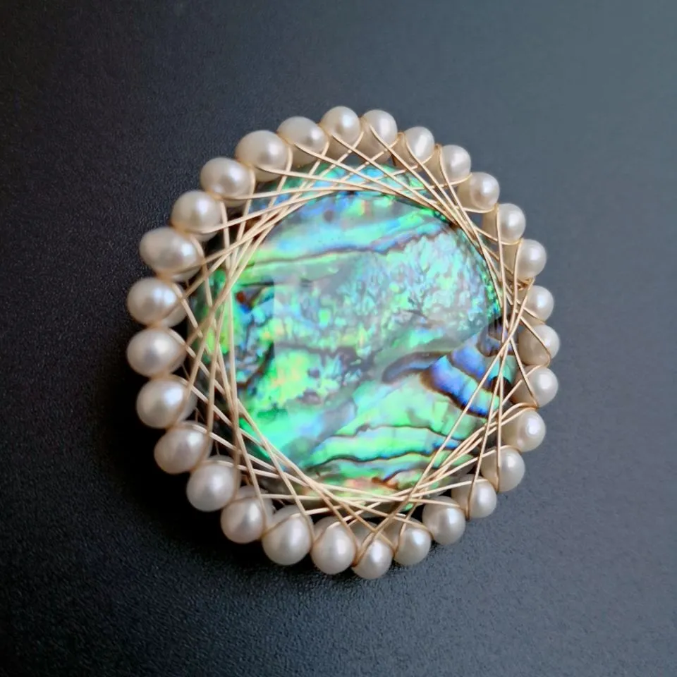 Abalone Shell Brooch: Natural Pearl Paua Round Shell Jewelry Shop Now!