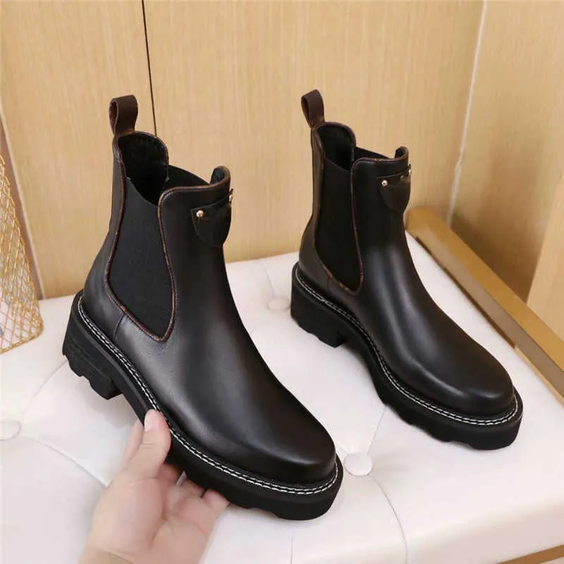 2022 New Beaubourg tornozelo Botas Mulheres Moda Martin Botas Designer Inverno Botas de Couro Top Qualidade Com Caixa Tamanho US 5-10