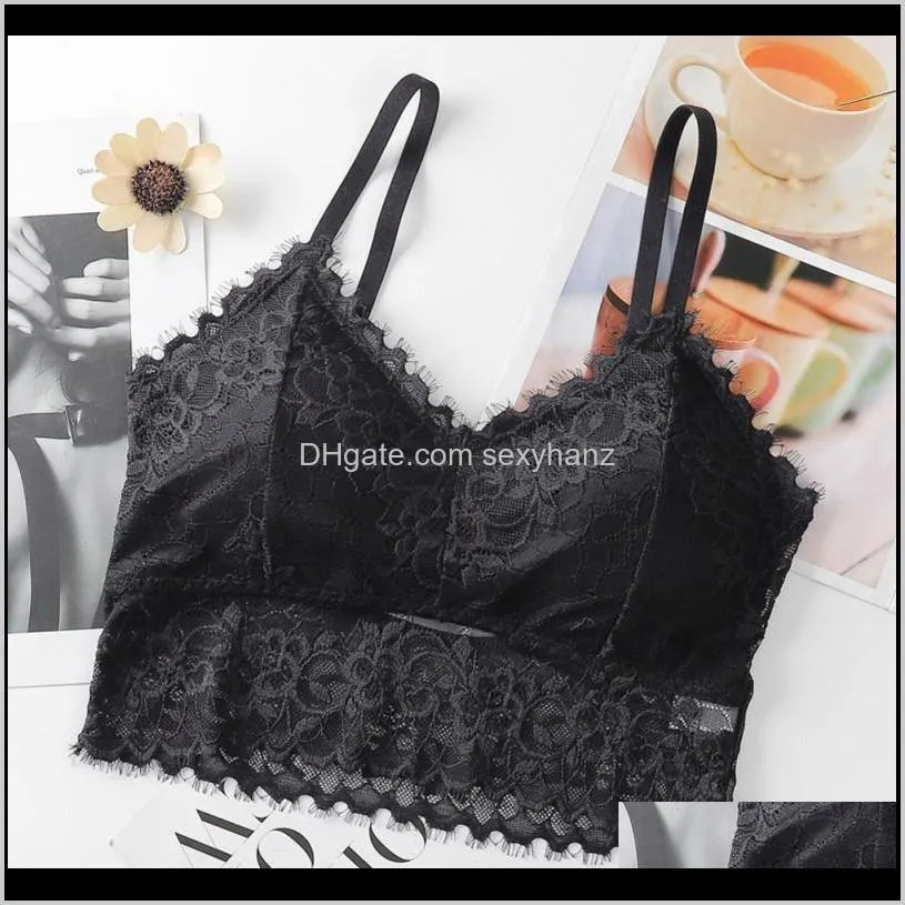 new women sexy lace bralette deep u tube crop wrap top chest vest underwear female strap wire bra lingerie push up