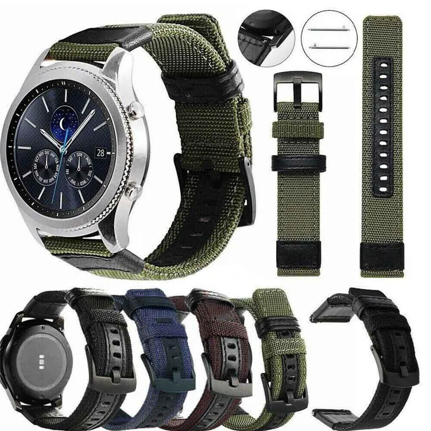 Canva Sport Straps Watchstrap Band 20 22mm para Samsung Galaxy Watch 3 45mm 41mm / Amazfit GTS GTR 2E Smart Wriststrap Pulseira pulseira