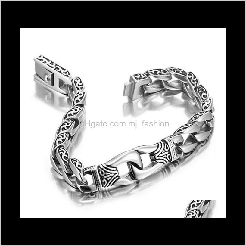 Link Chain Fashion Stainless Steel Charm Bracelet Men Vintage