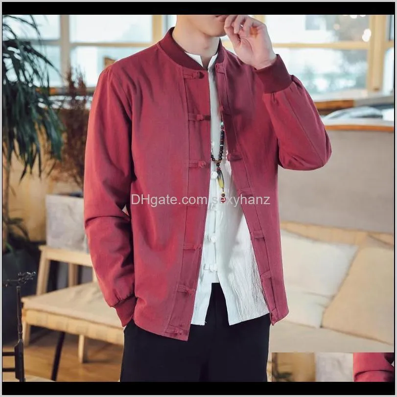 mens cotton linen long sleeve traditional chinese clothes tang suit top jacket coat for male uniform vestido tai chi