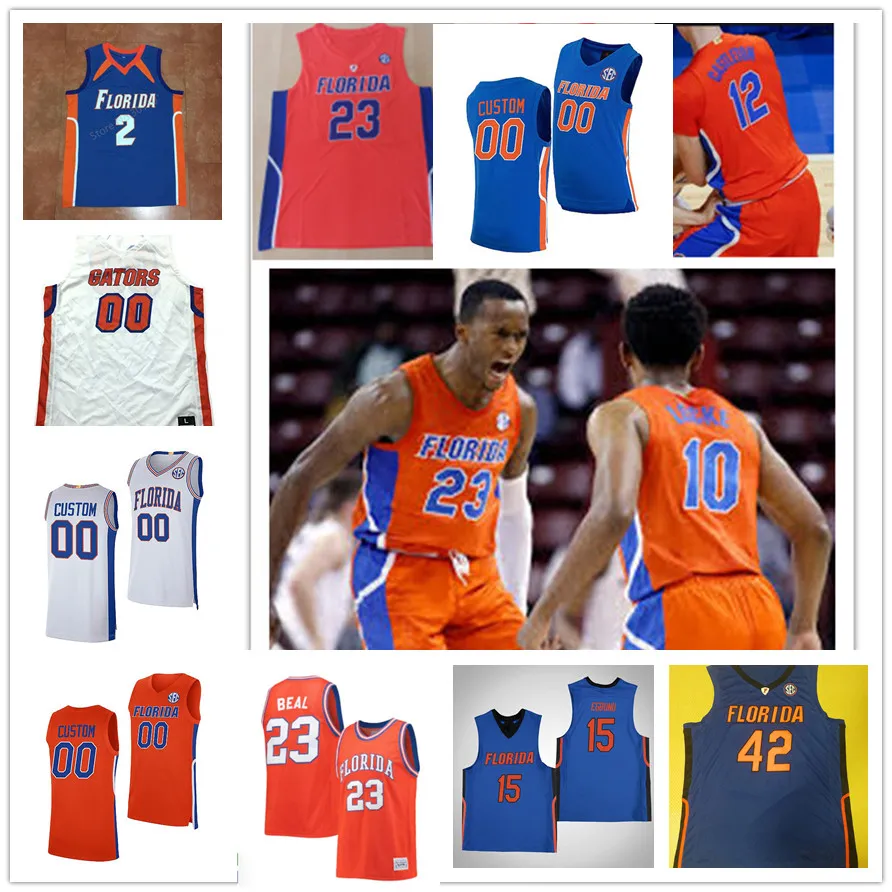 Camisa de basquete costurada Florida Gators 55 Jason Williams 13 Mike Miller 50 Udonis Haslem 23 Scottie Lewis 5 KeVaughn Allen 12 Bradley Beal Chris Chiozza Al Horford