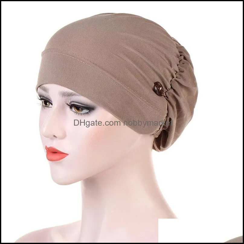 2020 New Cotton Hijab Caps Muslim Turban Hat Solid Islamic Underscarf Bonnet hat Ladies Headband Muslim Hijab turbante mujer