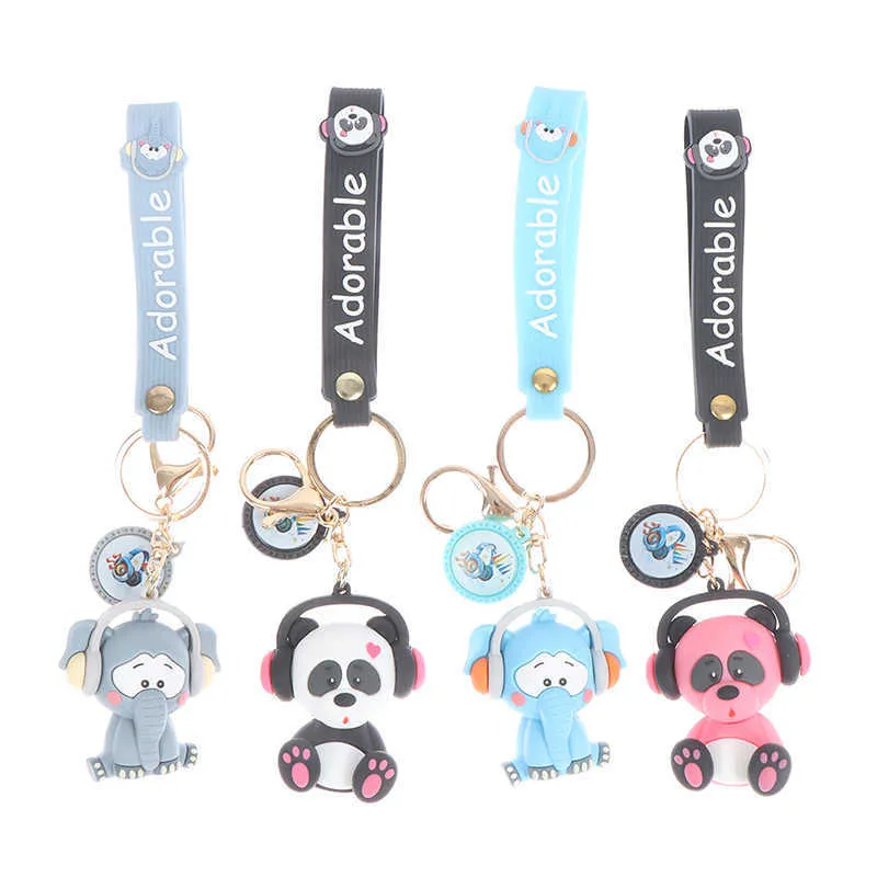 1pc Elephant Keychain Cartoon Classic Music Panda Animal Key Chian Holder For Women Bag Pendant Gift Car Keyring G1019