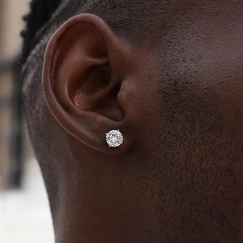 Шпилька мода Cool Super Bling Titanium Steel Zircon Earing для женщин Мужчины Crystal уха Пирсинг Ювелирные изделия 2021 Брюнок Рождество