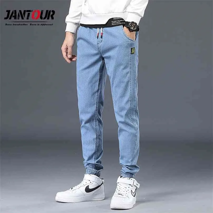 Jeans d'été de printemps en jeans de coton denim hip hop body fond joggers streetwear skinny blue pantalons HOMBRE Harem pantalons hommes M-5XL 210716