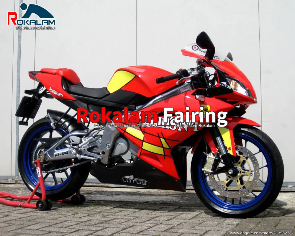 Aprilia RS125 06 07 08 09 10 11 공동 커버 Rs 125 2006-2011 레드 옐로우 스트리트 자전거 Cowling 세트 (사출 성형)