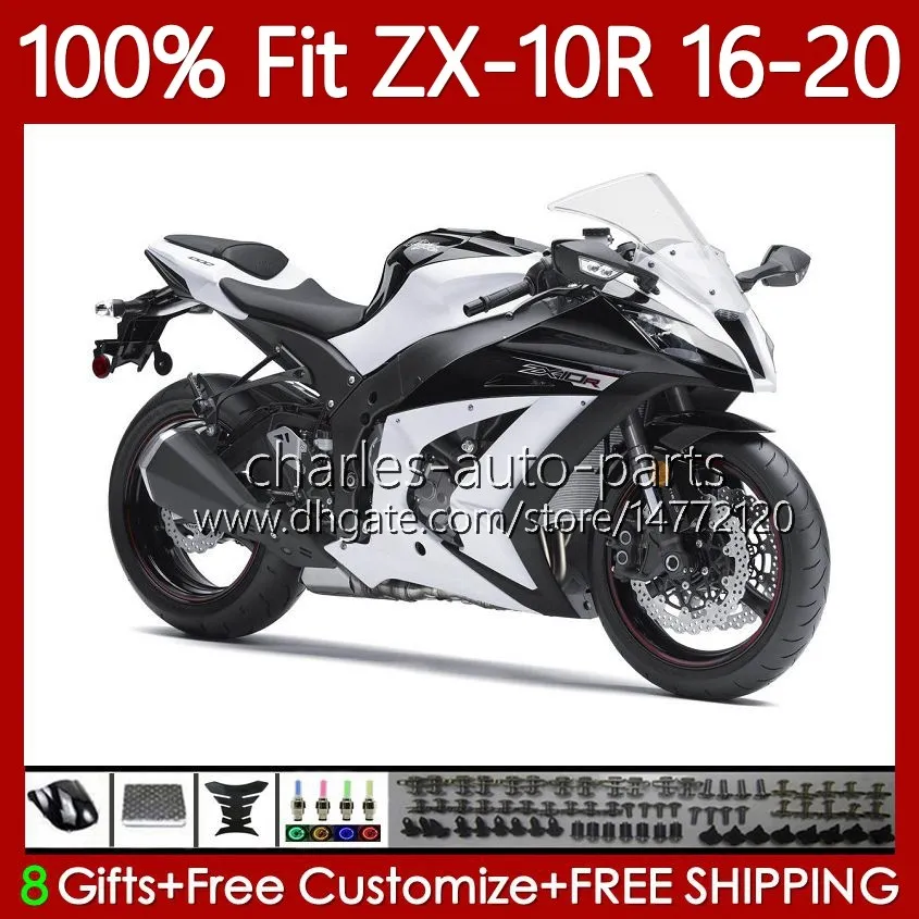 Kawasaki Ninja ZX-10R için OEM Aireler ZX 1000 CC 10 R 2016 2017 2018 2019 2020 105NO.88 ZX1000 C ZX 10R 1000CC 16-20 ZX-1000 ZX10R 16 17 18 19 20 Beyaz Siyah Enjeksiyon Gövde