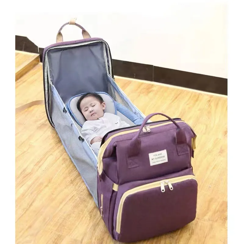 Bags mummy bag designer backpack multifunctional mother and baby bag foldable crib keep warm multiple pockets chargeable Anti-wear