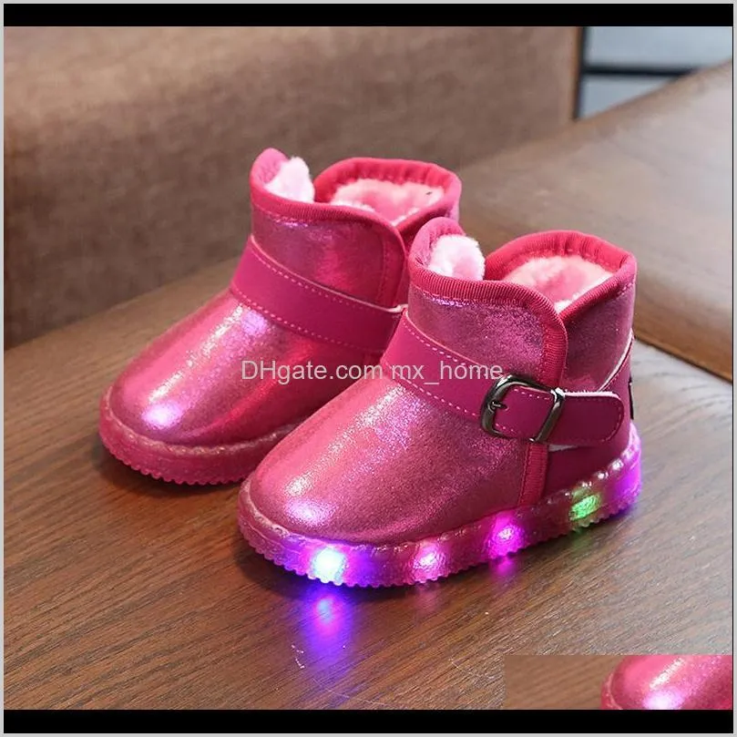 size 21-30 baby glowing snow boots girls lights casual shoes children sneakers for keep warm boys wear-resistant luminous shoes 201201