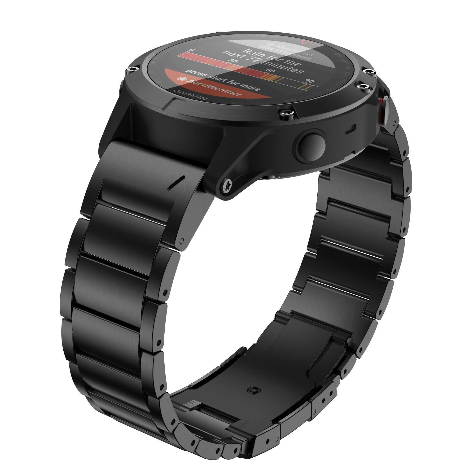 Correa Acero Inoxidable Ajustable Negro Para Garmin Fenix 5 Plus