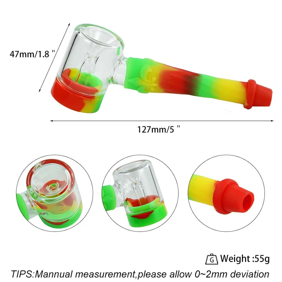 Tubos de silicone fumar tubos de vidro plataformas de petróleo misturar bong resistente ao calor colorido para cigarro