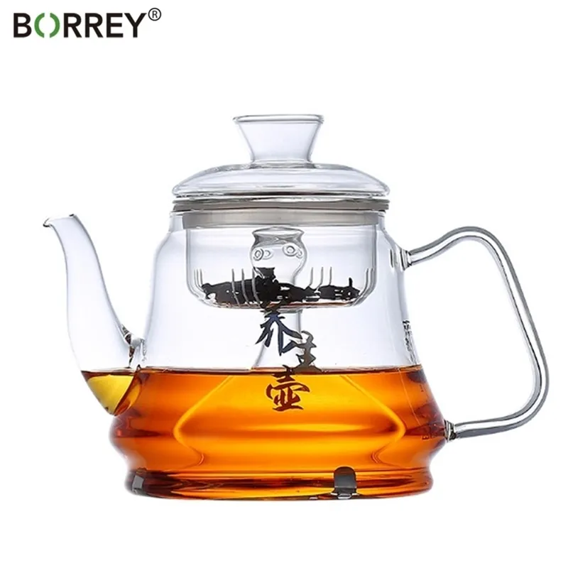 BORREY Induction Cooker Gas Stove Universal Heat Resistant Glass Teapot Steaming And Boiling Multifunctional Set 210724