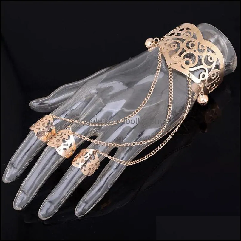 Multilayer Tassel Slave Bracelet Bangle Finger Ring Harness Hand Chain Jewelry1