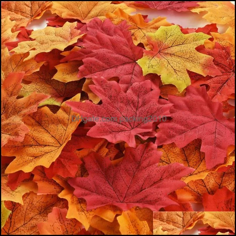 Decorative Flowers & Wreaths 50Pcs Artificial Lifelike Autumn Simulation Fall Leaves Wedding Halloween Party Scrapbook Decor