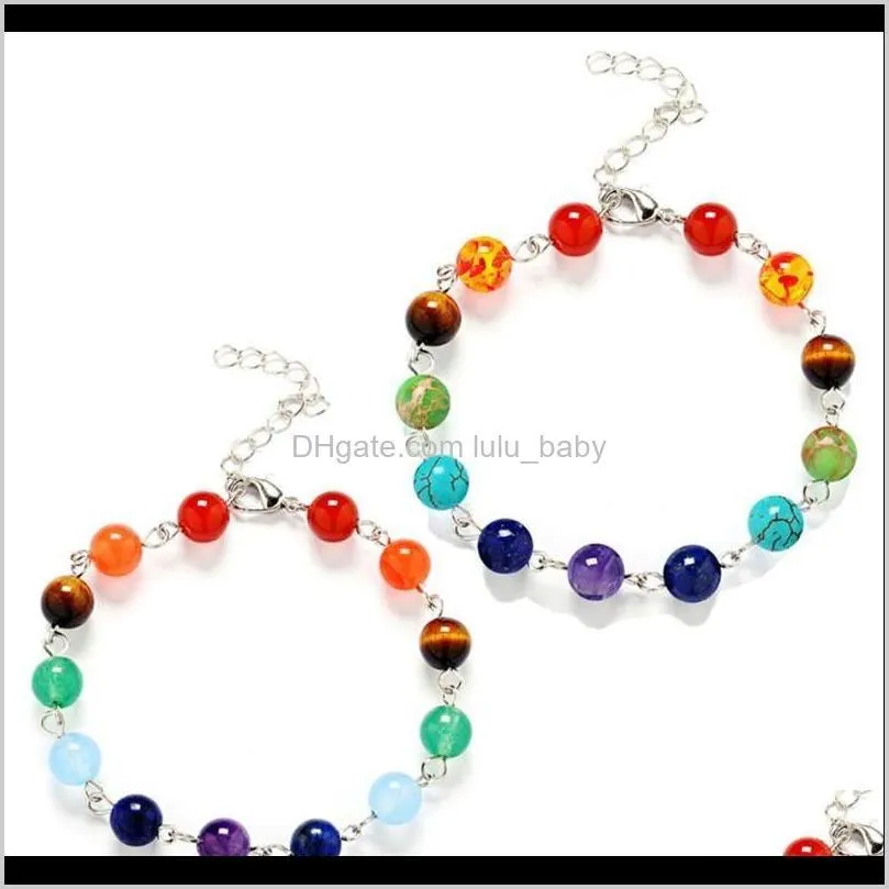 new yoga 7 chakra healing balance beads bracelet 7 chakra bracelet agate tiger eyes amethyst crystal natural stone bracelets