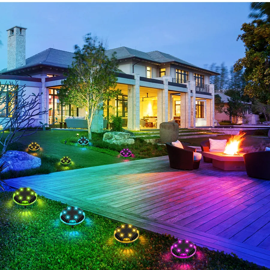 10 LED Solar Ground Lights Multi Color Auto Changing Waterproof In Ground Landscape Lighting For Garden Decorations Yard And Patio Disk From Leeu 4.02 DHgate.Com
