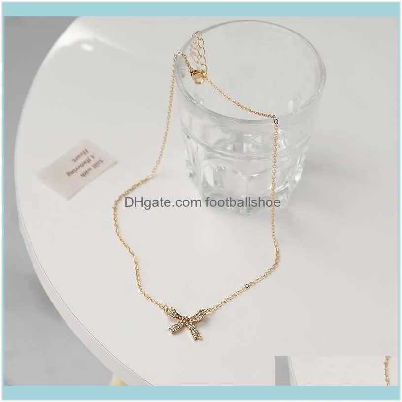 Clavicle Chain 2021 Bowknot Necklace Light Luxury Niche Design Sense Neck And Wind Accessories Chains