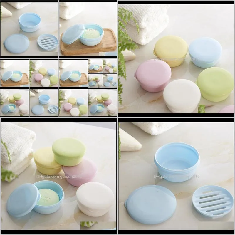 soap dish box bathroom sealed soap case holder container wash shower home round travel supplies