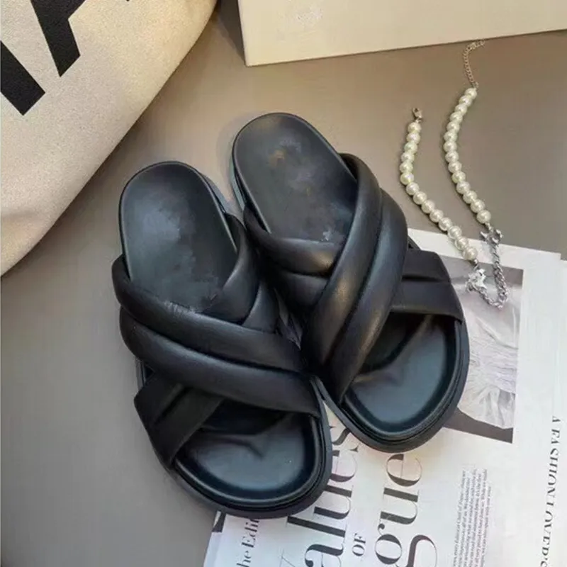2022 Luxury Woven Summer Slipper Women Fashion Flats Outdoor Flip Flops Lazy Shoes Platform Casual Beach Sandals Restoring Ancient Ways Sheep Leather