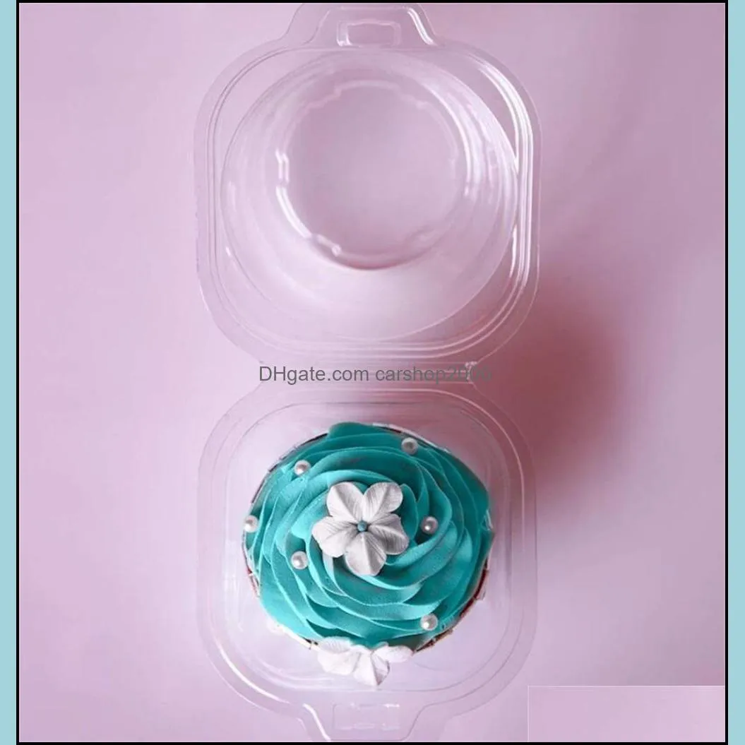 Individual Plastic Cupcake Containers Disposable - Mini Fluted Cake Container BPA Free Single Muffin To Go Case