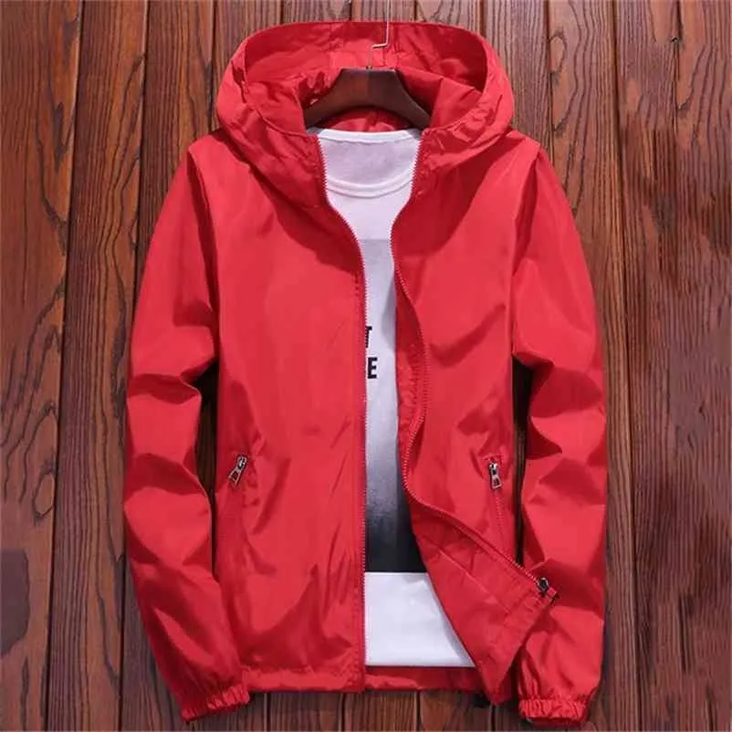 Chaqueta mujer rojo 7 colores 7XL de talla grande suelta con capucha abrigo impermeable otoño moda señora hombres pareja ropa elegante LR22 210804