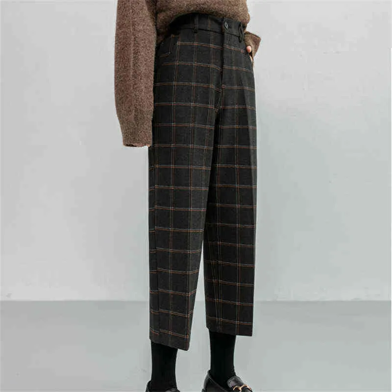 Winter Vintage Plaid Woolen Pants With High Waist, Pockets, And Thicken  Warmth Ankle Length Casual Tartan Trousers Women For Women By REALEFT  211115 From Long01, $21.84