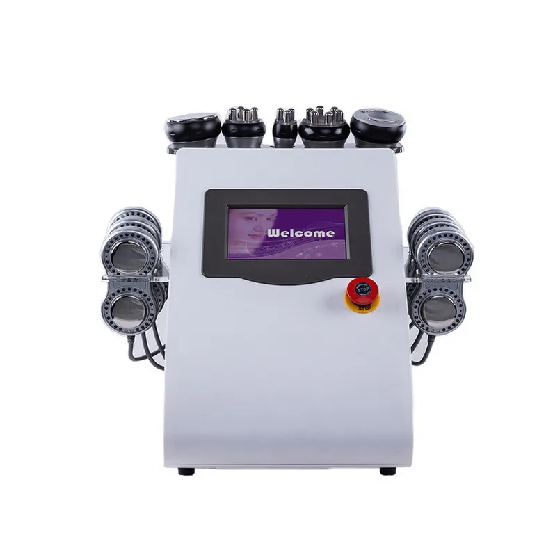 Bärbar RF Skin Lyftning Strömlig Ultraljud Kavitation Kroppsform Skalmaskin med 6 dynor EMS Micro Current