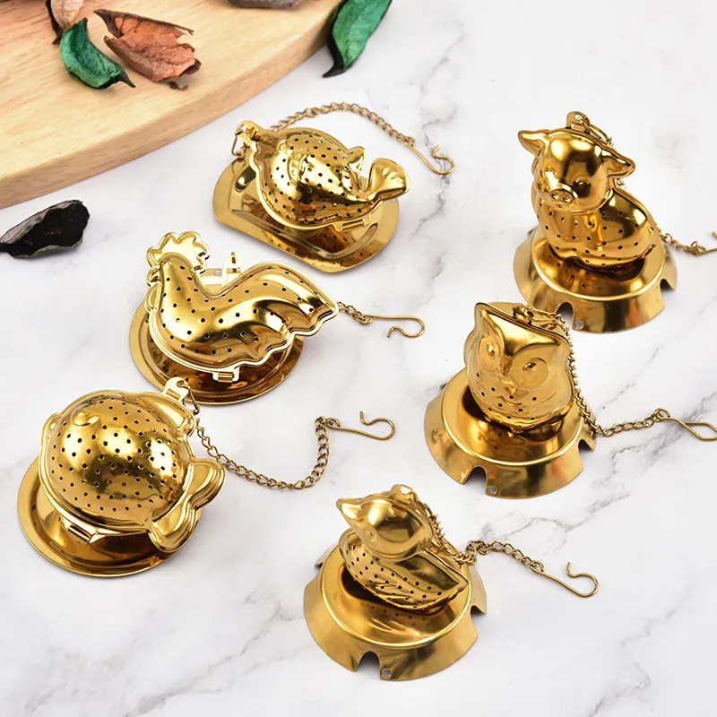 Gold Dolphin Tea Strainer Leaf Infuser Cute Animal Design Tool