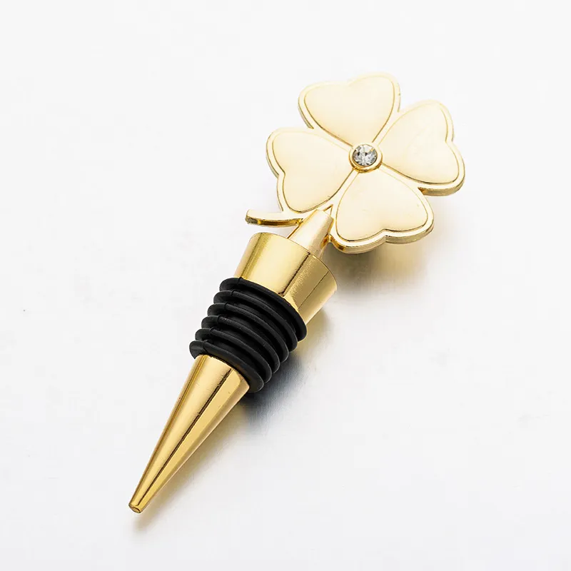 Lucky Clover Bottle Stopper Four Leaf Red Wine Metal Stoppers Wedding Favor Birthday Gift Event Giveaways W0175