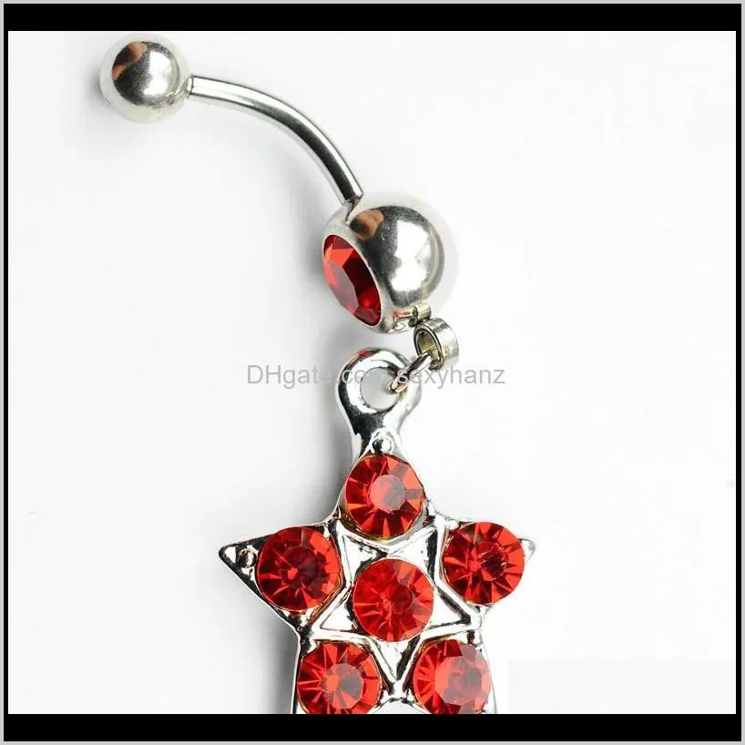 d0112 ( 1 color ) red color nice belly ring nice star style belly ring with piercing body jewlery navel belly ring body jewelry