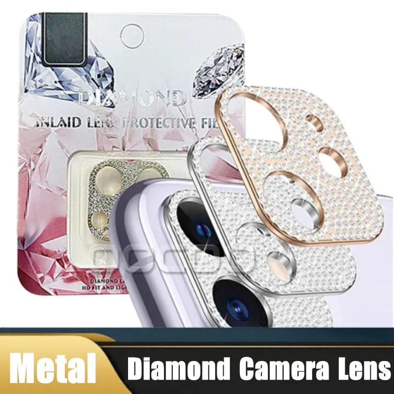 Diamond Metal Camera Obiektyw Protector Film Hartowany Szkło pełne Zakrzywione dla iPhone'a 12 Mini 12Pro Pro Max z pakietem detalicznym