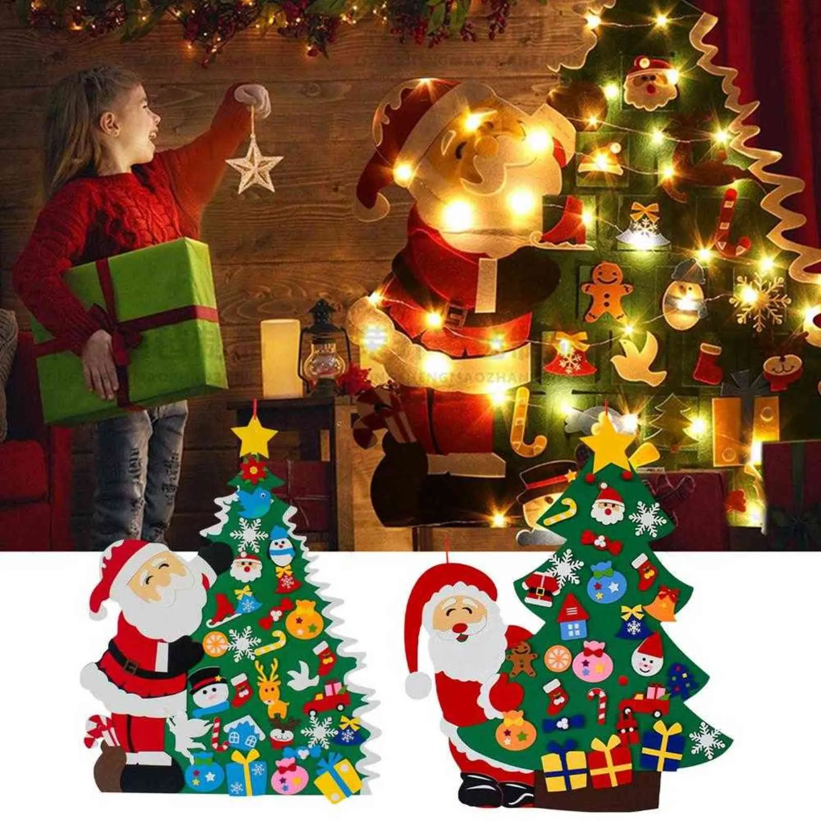 Decorazioni per l'albero di Natale in feltro fai da te Set Forniture per feste di Natale per bambini della scuola materna Regalo Albero di Natale in feltro Albero morbido fai da te 05, Francia