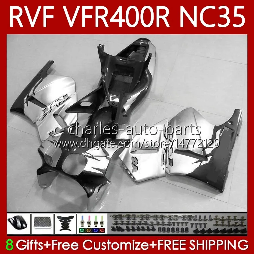 Carrosserie Pour HONDA RVF VFR 400 RVF400 R 400RR VFR 400R VFR400R 94 95 96 1997 1998 80No.89 NC35 V4 VFR400 R 94-98 RVF400R VFR400RR 1994 1995 1996 Gris argenté 97 98 Juste ing