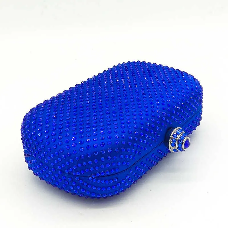Royal Blue Satin Clutch for Women Elegant Evening Bag with Chain for Bridal and Party