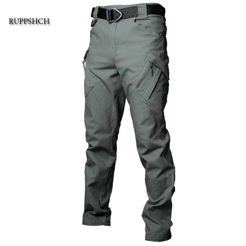 Taktiska byxor Män Bomull Multi-Pocket Stretch Militär Outdoor Casual Vattentät och Vindtät last 210715