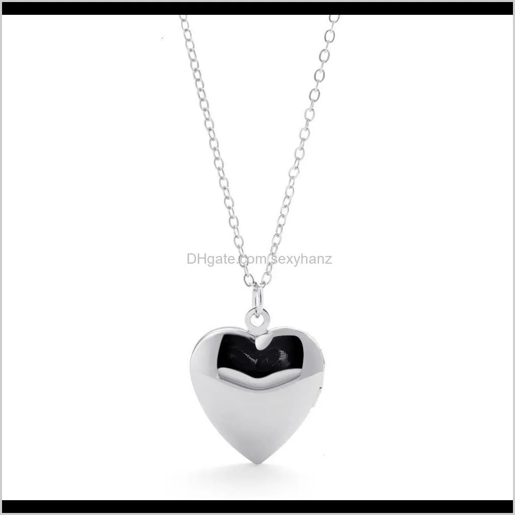 pendant simple smooth love peach heart photo box floating locket necklace can open the clavicle chain a369