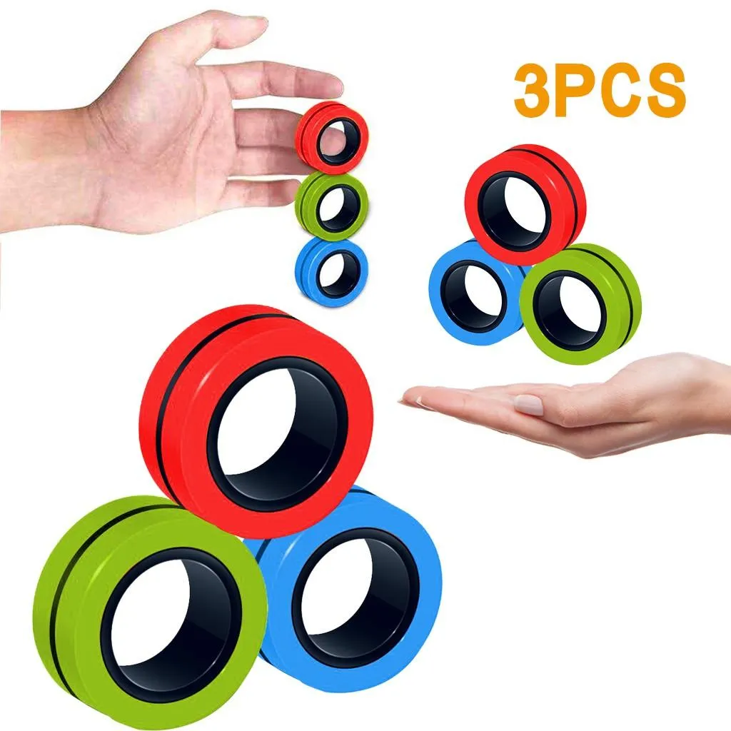Anti-Stress Magnetic Rings Fidget Toy Unzip Magic Ring Tools Children  Magnetic Ring Finger Spinner Ring Adult Decompression Toys